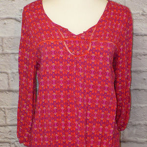 Mossimo Southwest Hi-Low Hem Top 3/4 Sleeves L9